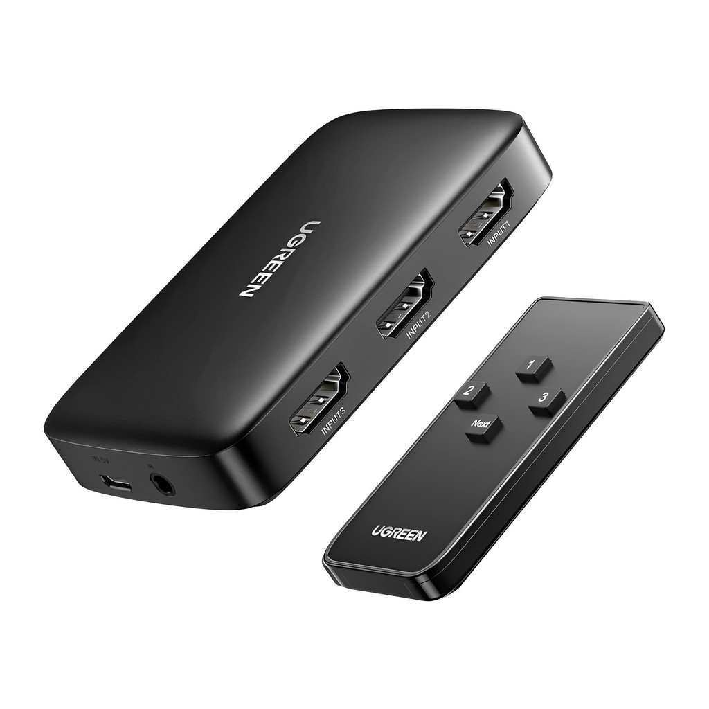Switch Hdmi Ugreen 3 em 1 4k/30Hz Controle Remoto Preto