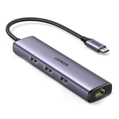 Ugreen 60600 adaptador Ethernet USB-C com 3 portas USB 3.0