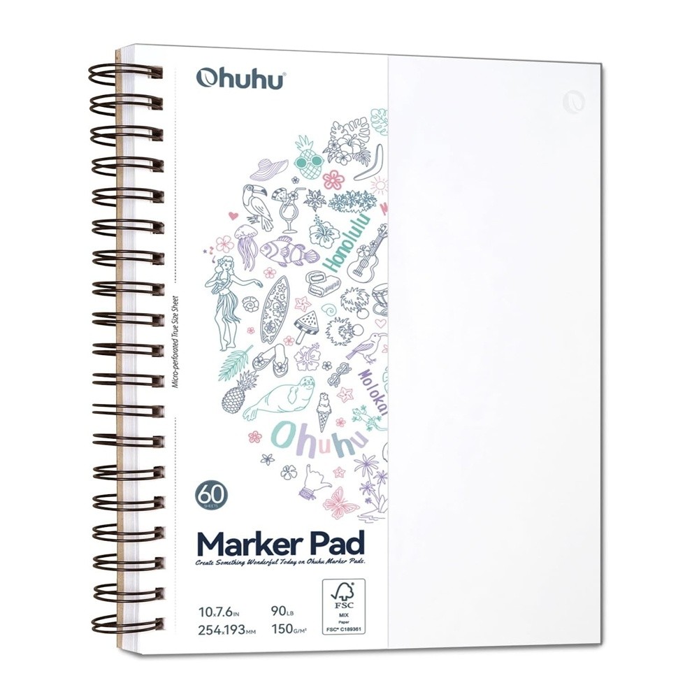 Caderno de Desenho Arte Ohuhu Folhas Dupla Face Branco