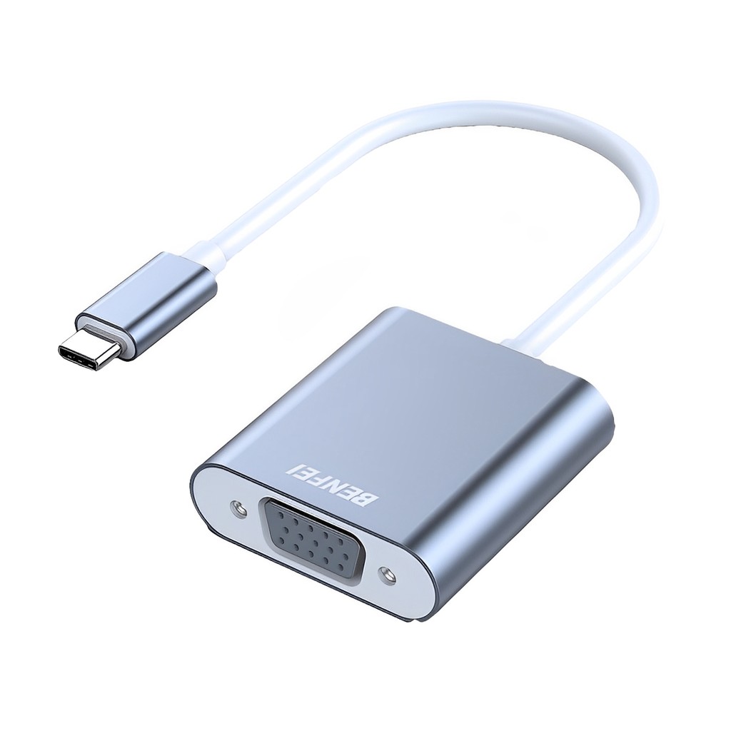 Adaptador Vídeo Benfei Usb C p/VGA Fêmea Cinza