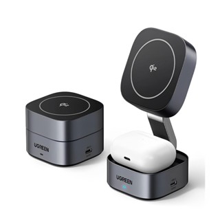 Carregador Magnético Sem Fio 2 em 1 Ugreen 15W Preto em Oferta na Shopee