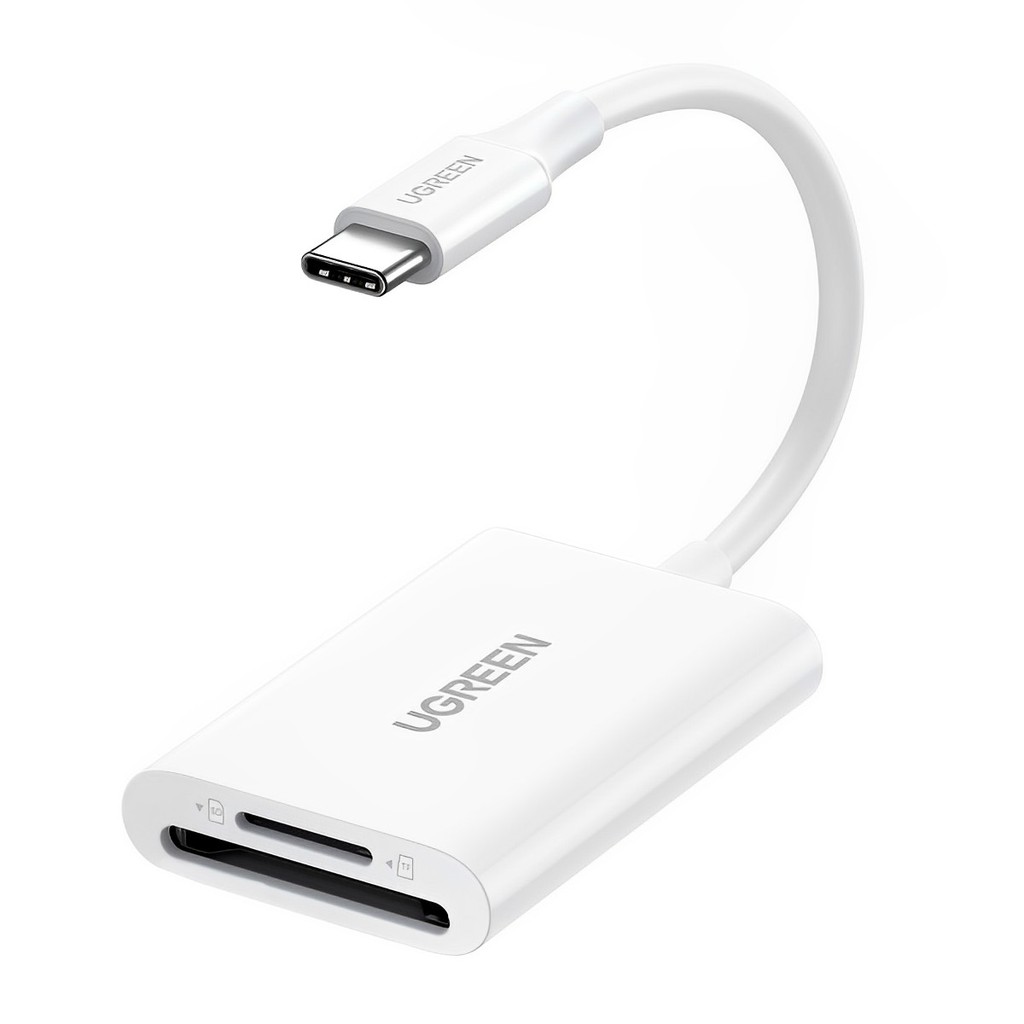 Leitor Cartão Memória Ugreen Micro e Sd p/Usb-C Branco