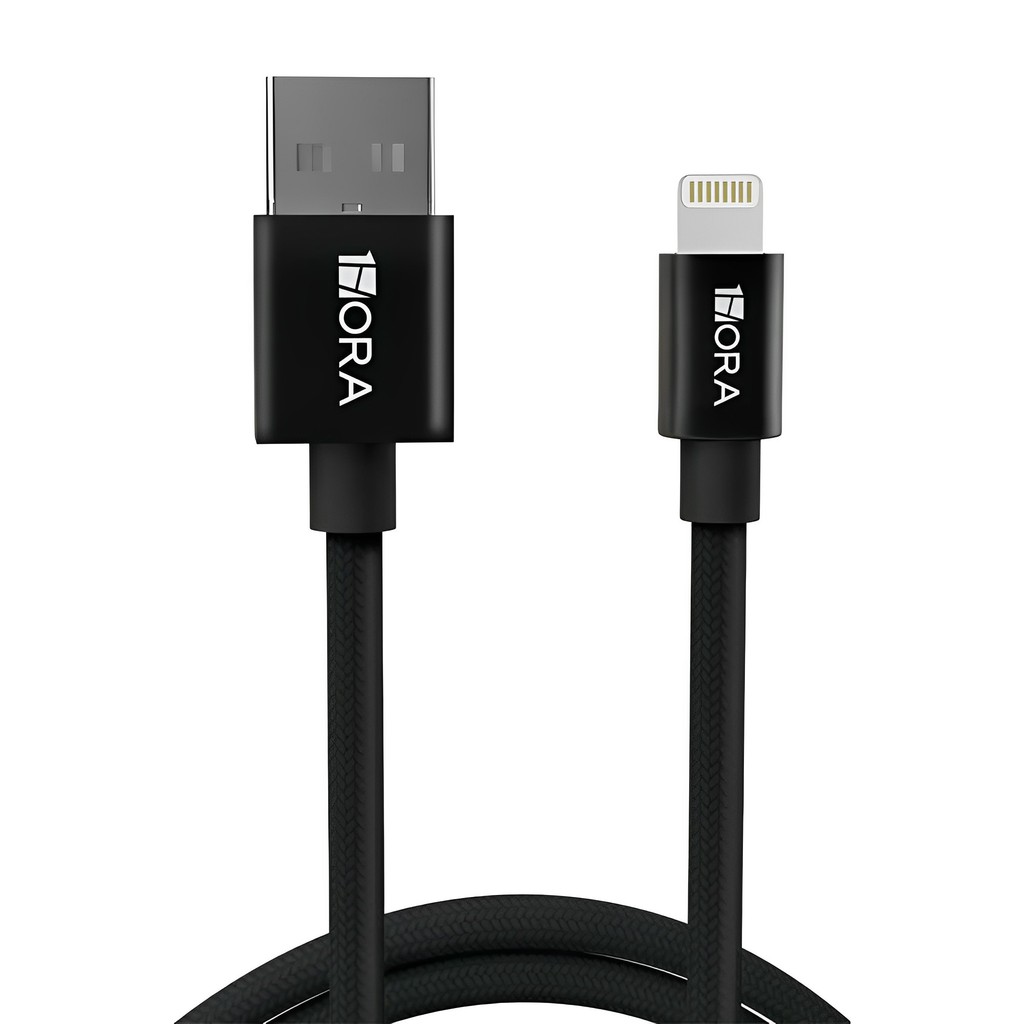 Cabo Carregamento iPhone 1Hora Usb A/Lightning 2.4A 1M Preto