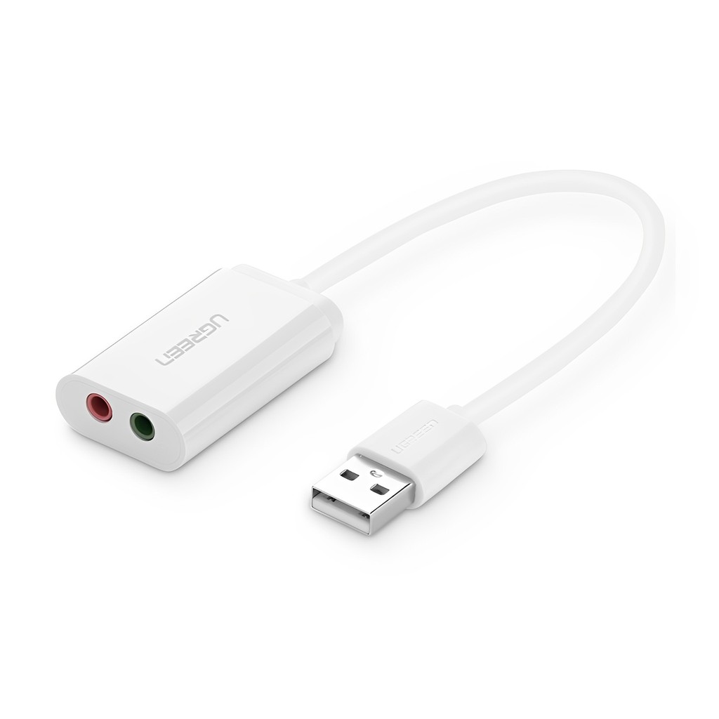 Adaptador de Áudio Externo Ugreen 2 em 1 Usb 2.0 Branco em Oferta na Shopee
