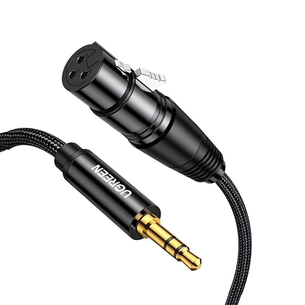 Cabo Áudio Microfone Ugreen 3.5mm p/Xlr Fêmea 2M Preto