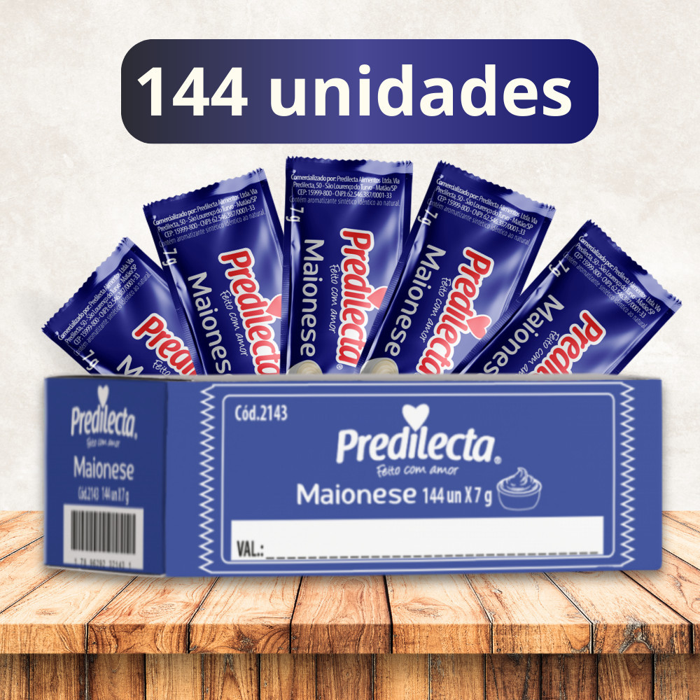 Maionese Sache Tradicional Predilecta 7g Caixa 144 Unidades Molho Lanches Fritas Pizza Padaria Lanchonete Eventos