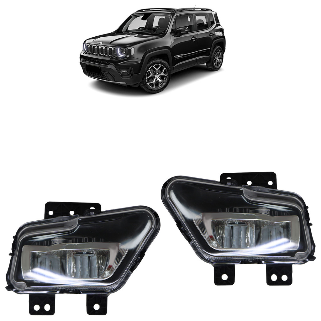 Par Farol Neblina Renegade 2022 2023 2024 2025 LED Lente Lisa Acrilico