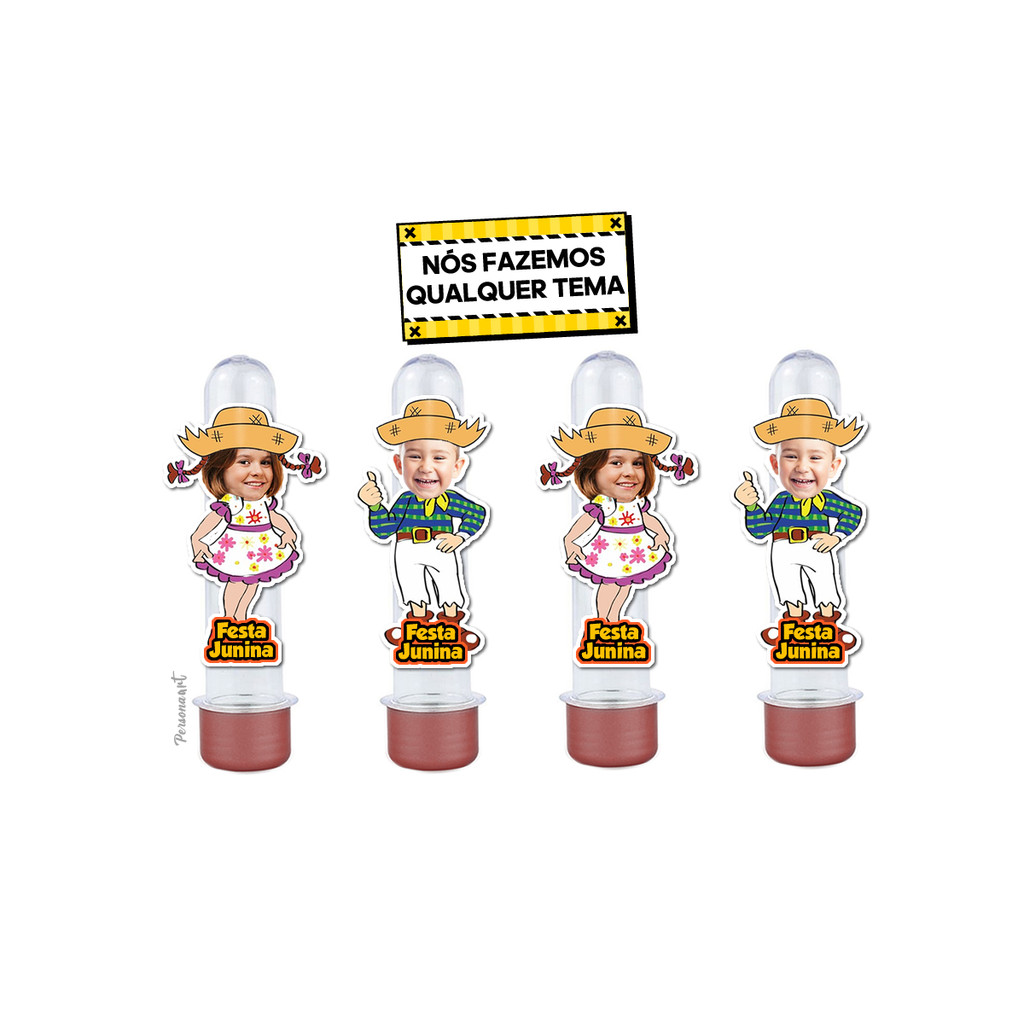 15 Apliques 3d para Tubete 13cm Tag Personalizado Toppers com Foto decoração rostinho Festa Junina
