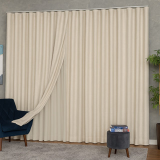 Cortina Voil Linho 7m com Forro Blackout 80% para Trilho Simples Max em Oferta na Shopee