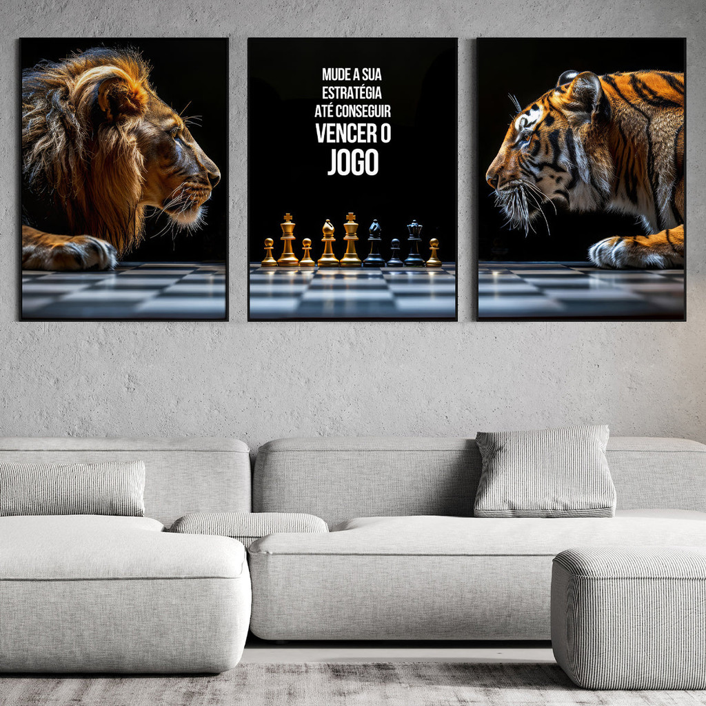 Quadro para Escritório Motivacional Decorativos Foco estratégica Moldura Vidro Grande Barato