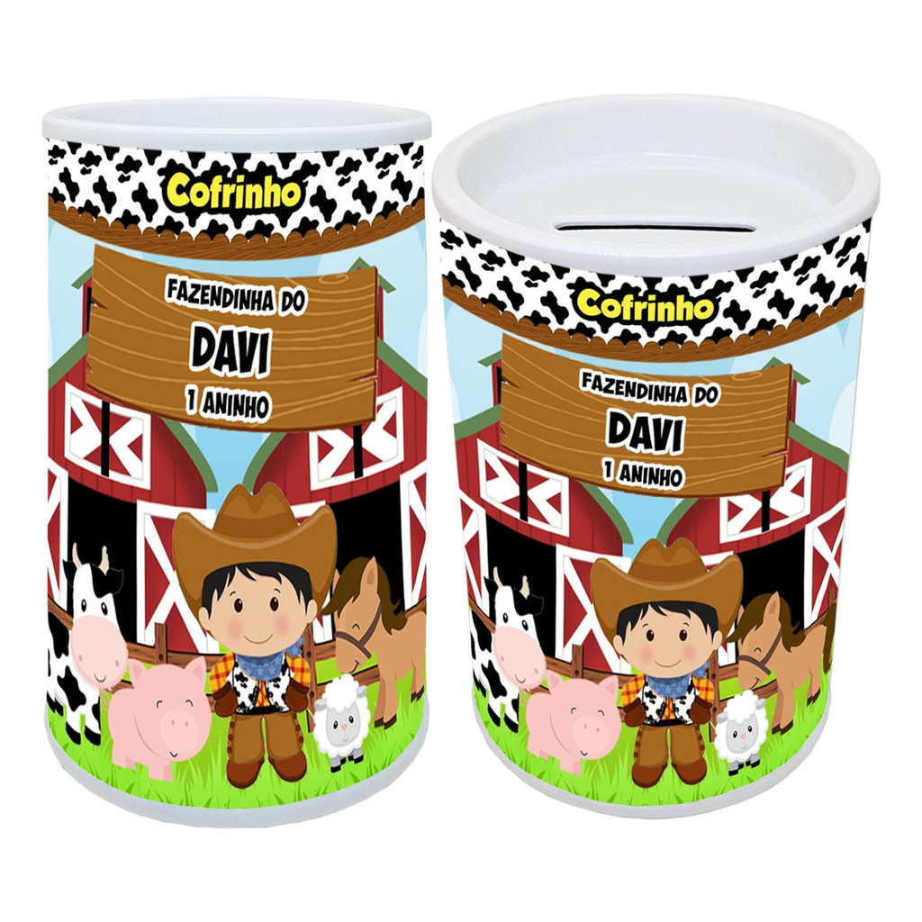 10 Cofre Cofrinho Fazendinha Fazenda Lembrancinhas Personalizadas para Aniversário Infantil