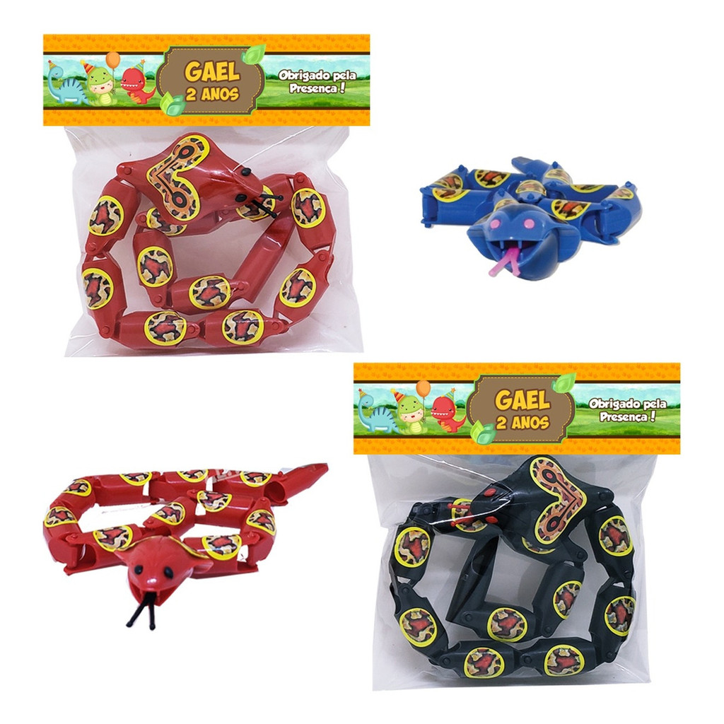 10 Cobrinha Cobra Maluca Dinossauro Baby Lembrancinha de Aniversário Infantil Personalizados