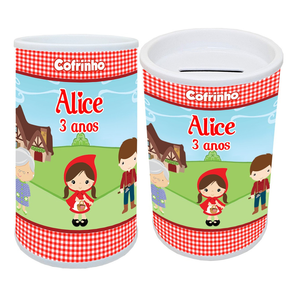 5 Cofrinho Cofre Chapeuzinho Vermelho Personalizado Lembrancinha Aniversário Infantil