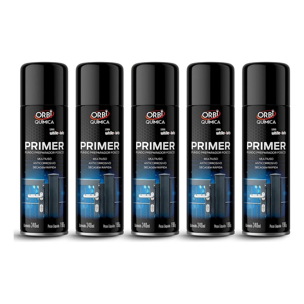 5 Unidades Tinta Primer Orbi Spray Cinza 340ml – Alta Proteção em Oferta na Shopee