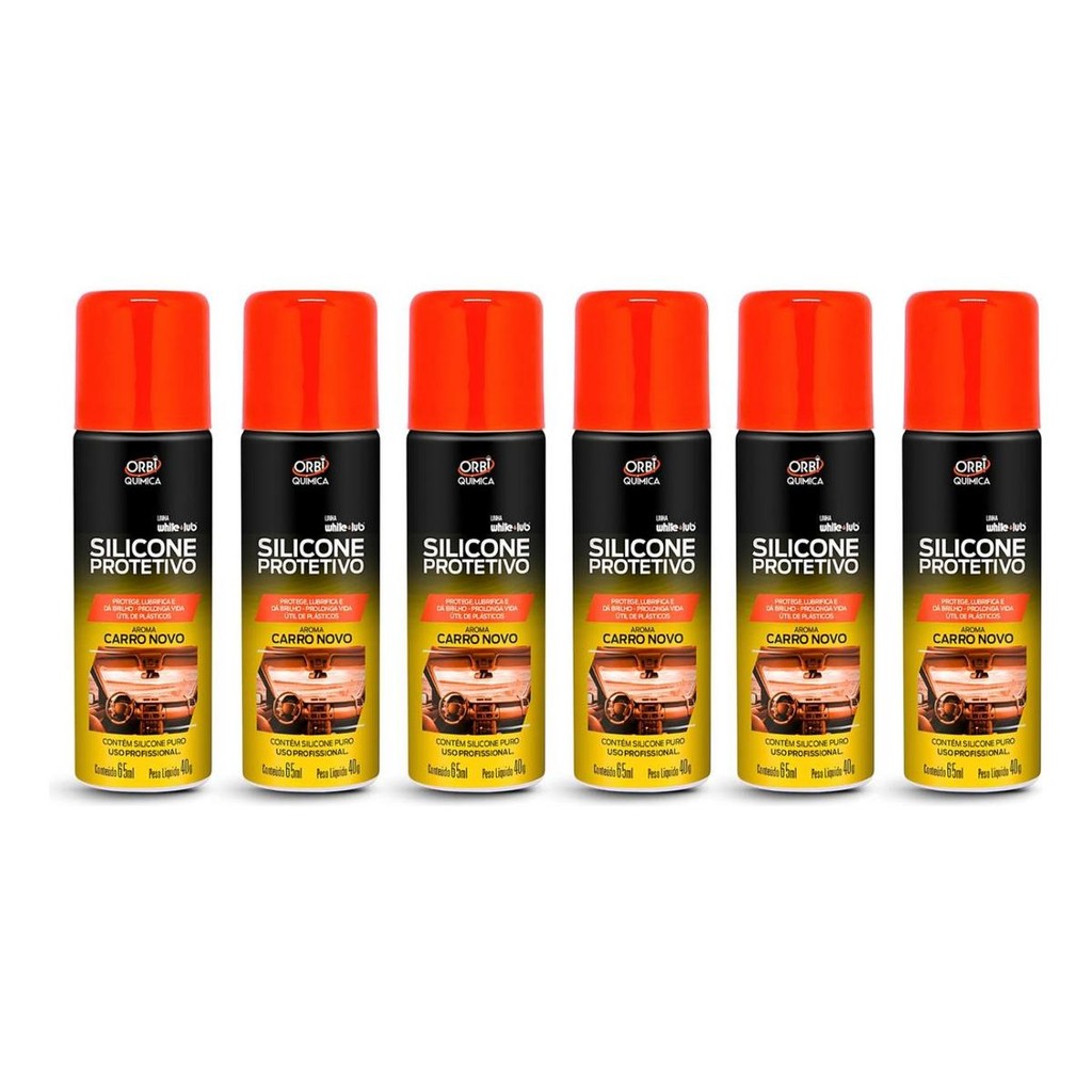 Kit 6 Silicones Spray Orbi Silicone Protetivo Carro 65ml