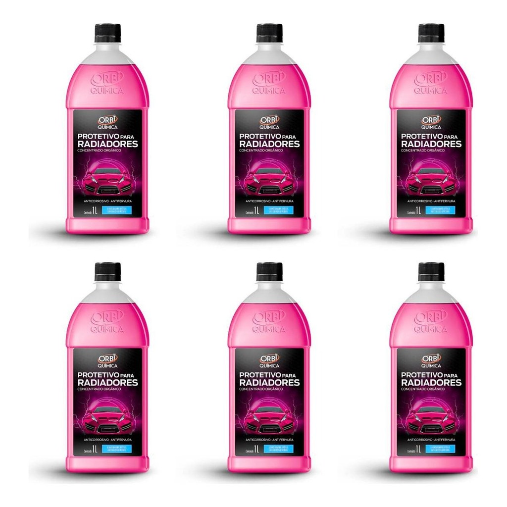 Kit 6 Fluido para Radiador Orbi 1L Refrigerante e Protetor Sistema Arrefecimento