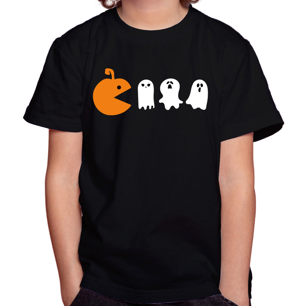 Camiseta Camisa Blusa Infantil Juvenil Para Menino Menina 100% Algodão Halloween Dia das bruxas come come pacman md6