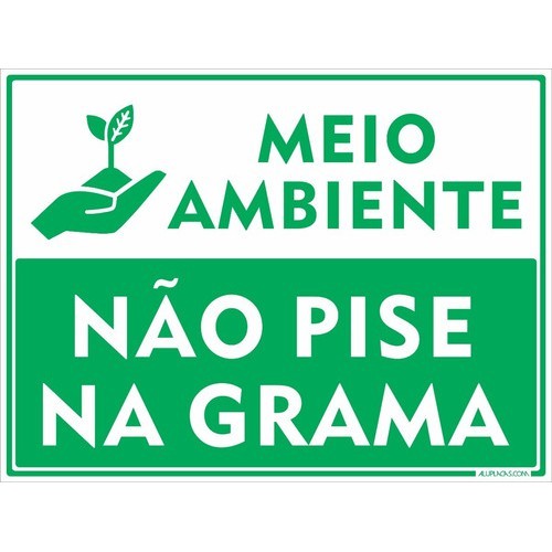 Placa Meio Ambiente Não Pise Na Grama 30x20cm Alumínio