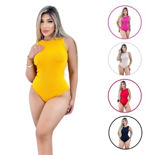 Kit 5 Body Feminino Malha Ribana Regata Lisa, Glamour e Luxo Jeans