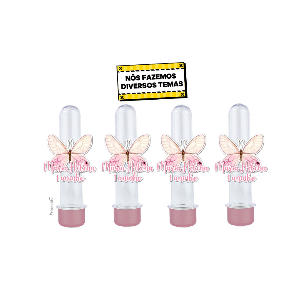 15 Apliques 3d para Tubete 13cm Aplique Tag Topper Personalizados Borboleta Rosa Aquarela