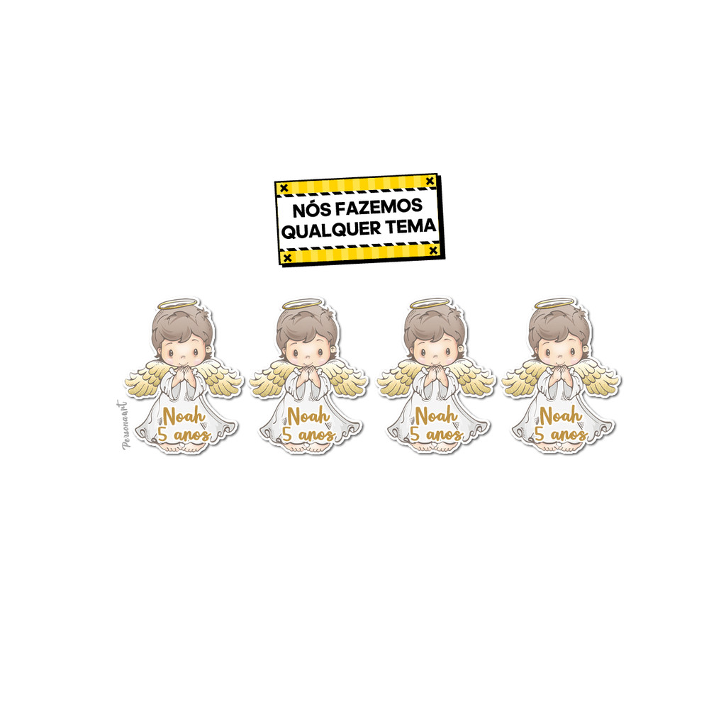 15 Apliques topper 8cm caixas, tubetes Aplique Tag Topper Personalizado tema anjinho