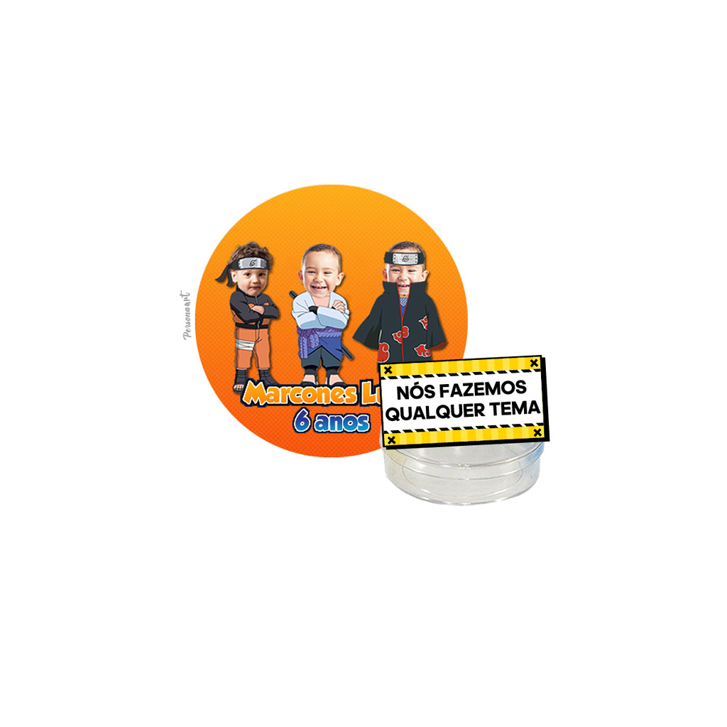 15 Rótulos Adesivos para Latinha 5cm Personalizado Toppers com Foto decoração rostinho Naruto Foto