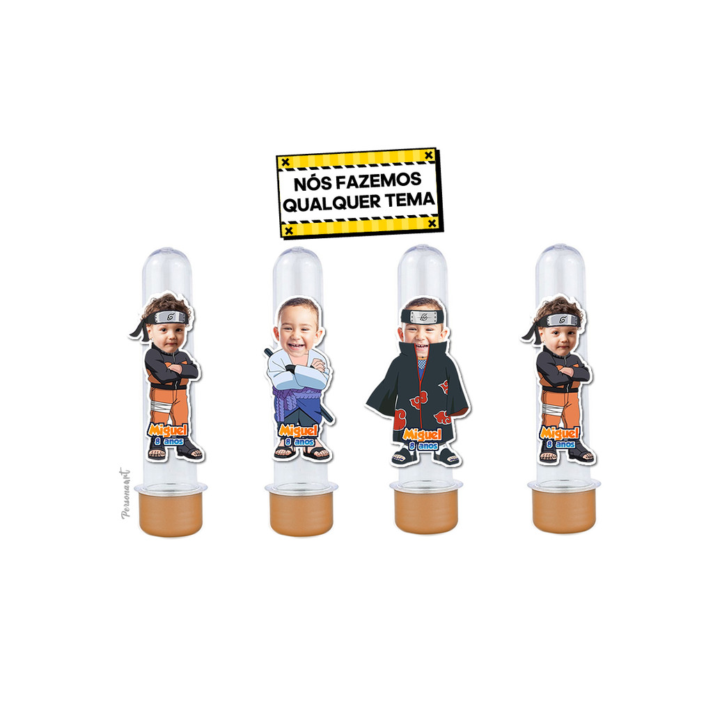 15 Apliques 3d para Tubete 13cm Tag Personalizado Toppers com Foto decoração rostinho Naruto Foto