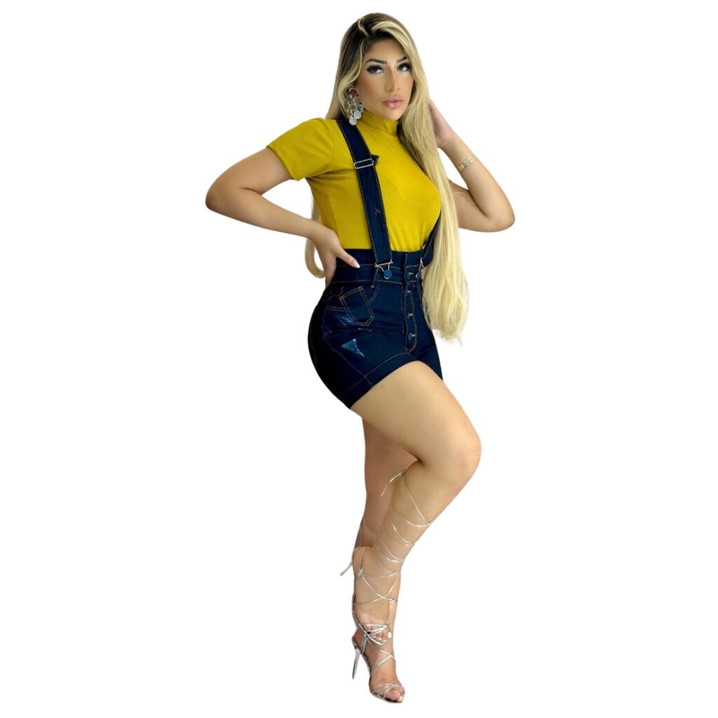 Salopete Jeans Feminina Escura,Bella's Moda Jeans