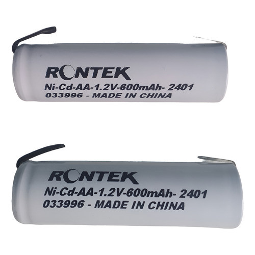 Kit 2 bateria recarregável ni-cd aa c/ terminal 1,2v 600mah