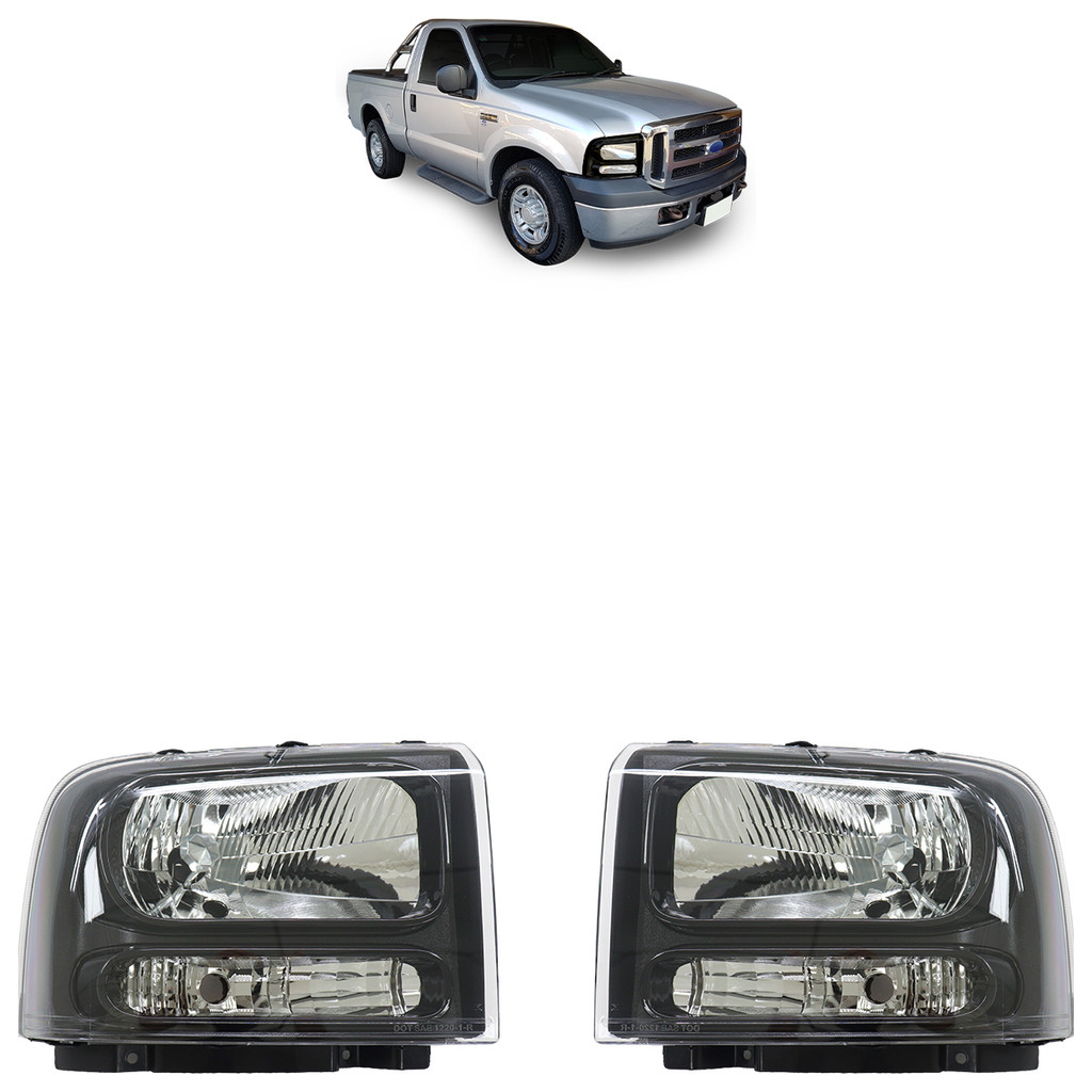 Par Farol Dianteiro F-250 2007 2008 2009 2010 2011 Máscara Negra Lente Lisa Acrilico em Oferta na Shopee