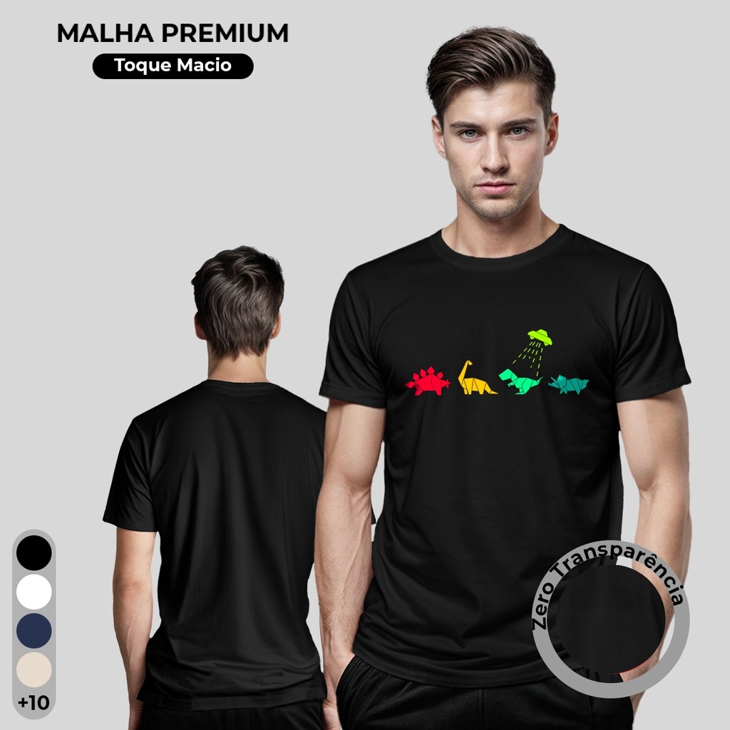Camisa Camiseta Masculina 100% Algodão Estampada Dinossauros