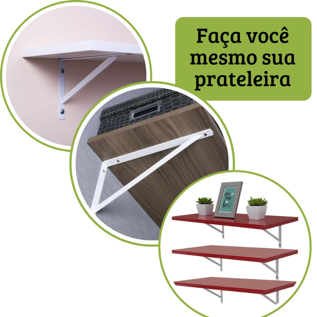 Kit 2 Suporte Prateleira Cantoneira Mão Francesa Reforçada Parede Sustentação Ferro Forte Durável