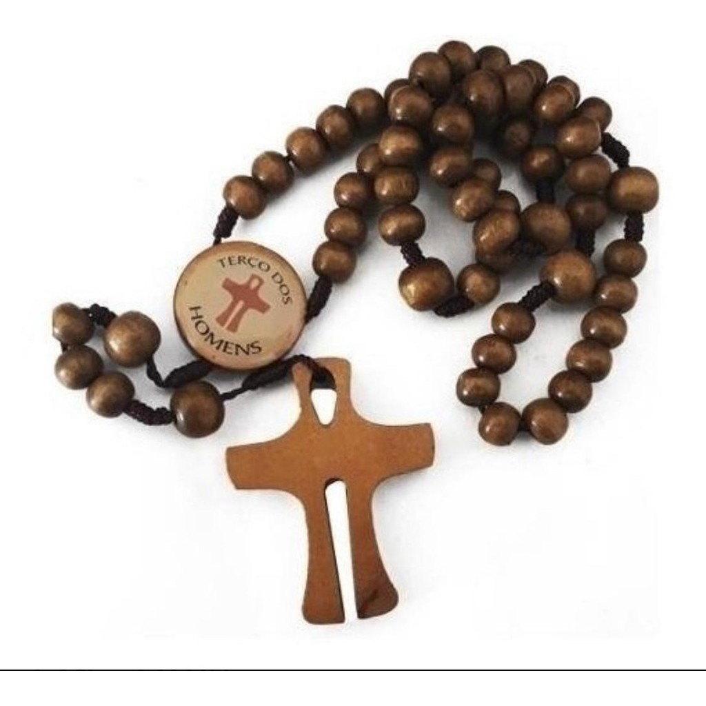 Terço Dos Homens Rosário Madeira em Oferta na Shopee