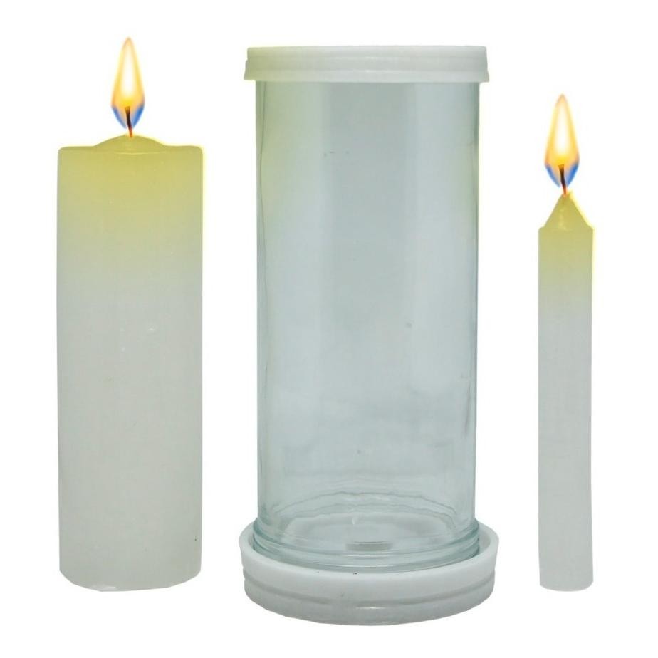 2un Porta Vela Vidro Mármore Velas Palito E Vela Votiva 18c
