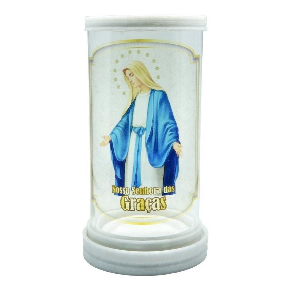 Porta Vela Vidro E Mármore Nossa Senhora Das Graças 18cm