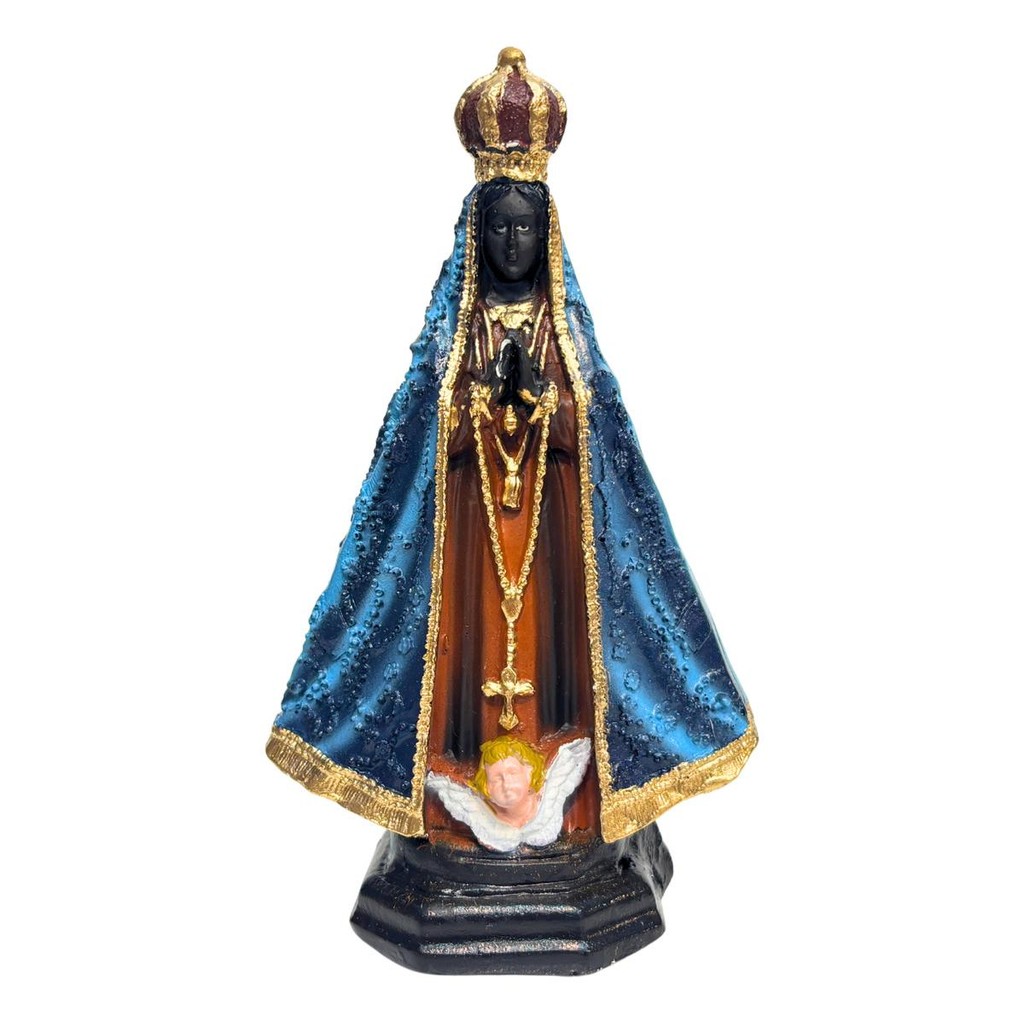 Escultura Nossa Senhora Aparecida 15cm Tradicional Pequena
