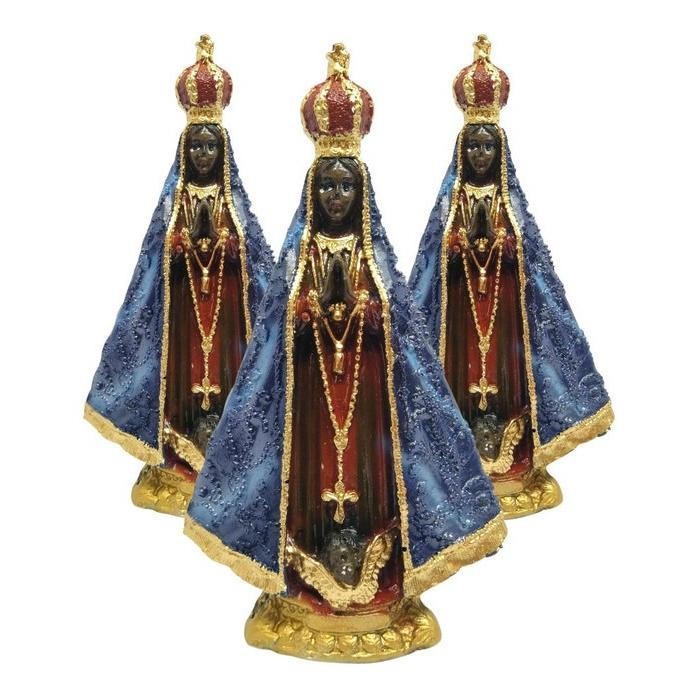 Kit 3 Nossa Senhora Aparecida Padrinhos Casamento Lembrança Cor Azul-marinho