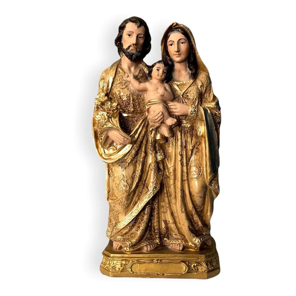 Imagem Sagrada Familia Dourada Gesso Premium 20cm em Oferta na Shopee
