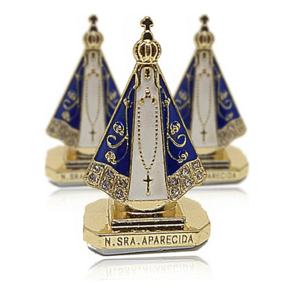 Enfeite Autocolante Dourado Nossa Senhora Aparecida Strass