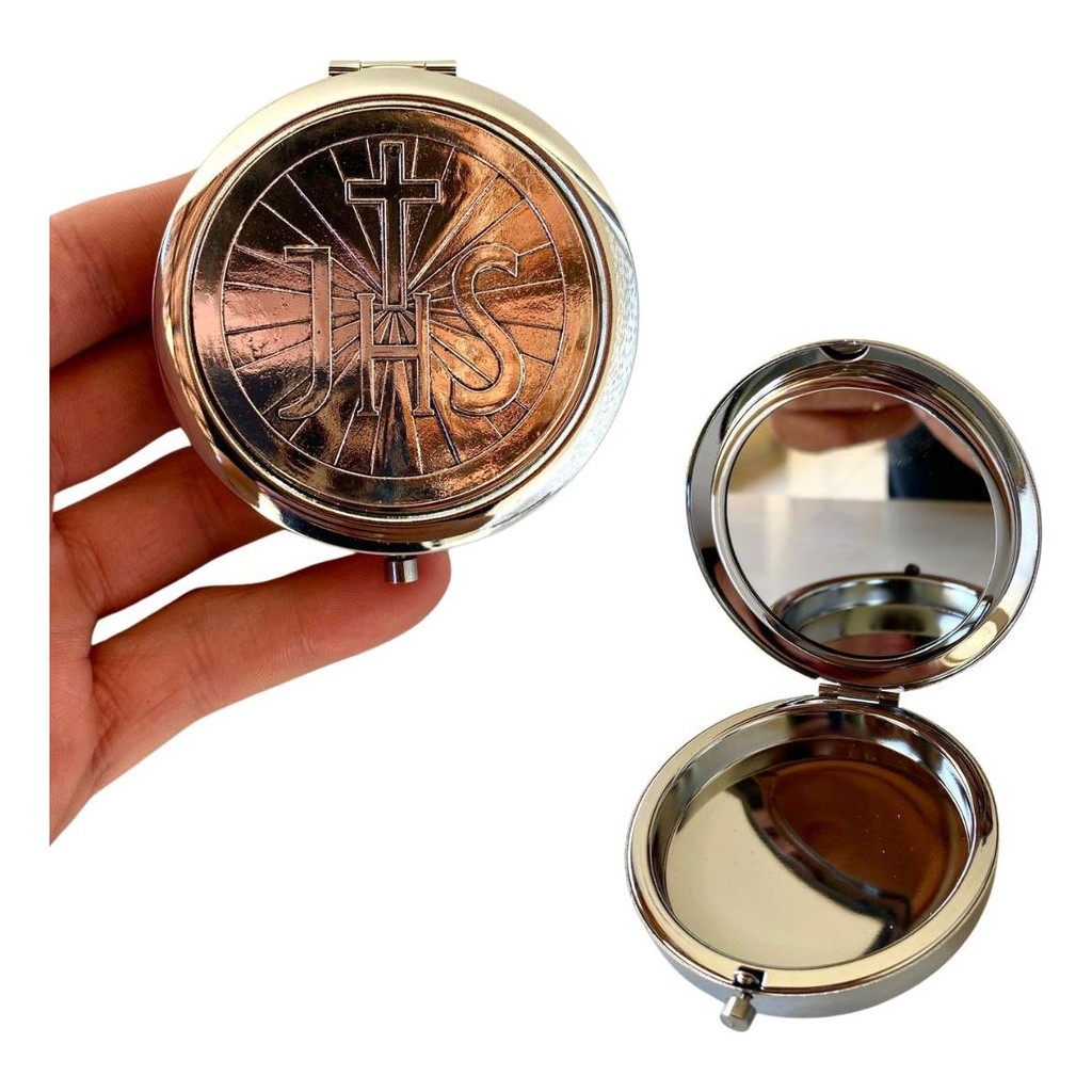 Teca Porta Hóstia Grande Jhs Aço Inox Ideal Para Ministros em Oferta na Shopee