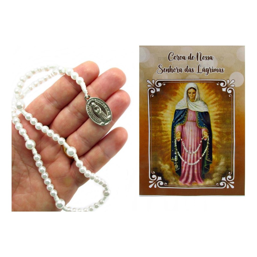 Terço Coroa Nossa Senhora Das Lágrimas Jesus Manietado Pérol em Oferta na Shopee