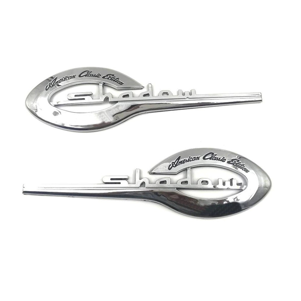 Par De Emblema Adesivo Tanque Moto Honda Shadow 600 750 1100 Cromado