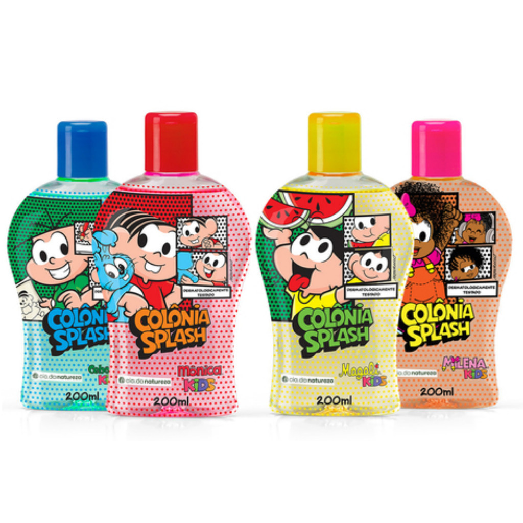 Kit C/4  Colônia Splash Turma da Monica Kids - Mônica Magali Milena e Cebolinha
