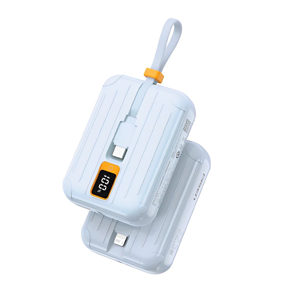 Power Bank 10000Mah Pisen Dual Cabo Usb C/Ios 22.5W Azul em Oferta na Shopee