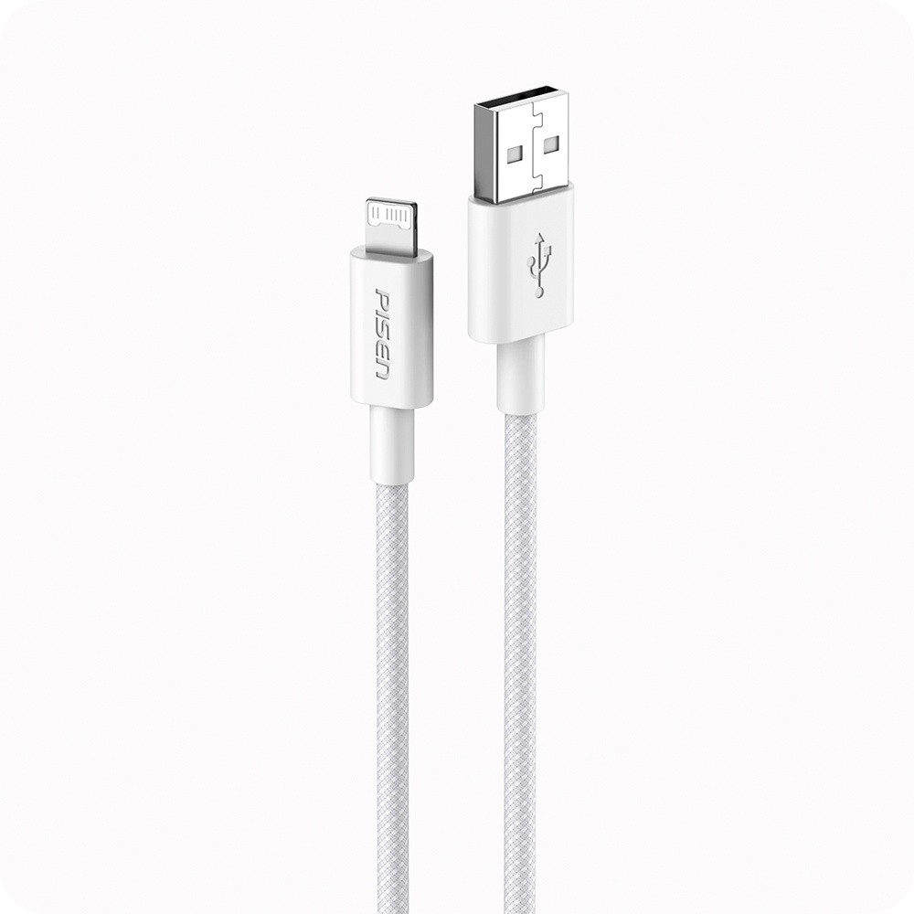 Cabo Usb A/Lightning Pisen Macho/Macho 480Mbs 1M Cinza