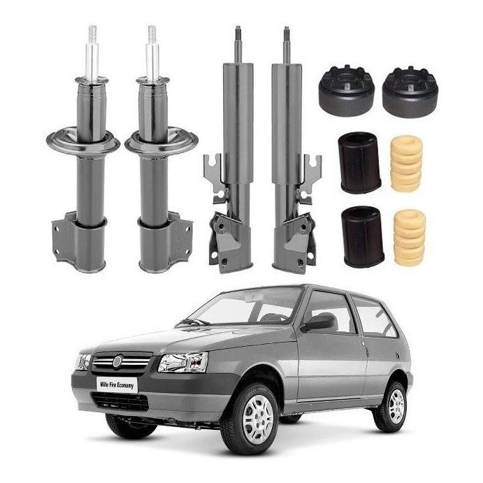 4 Amortecedor + Kit Suspensão Uno Fire 01 02 03 04 05