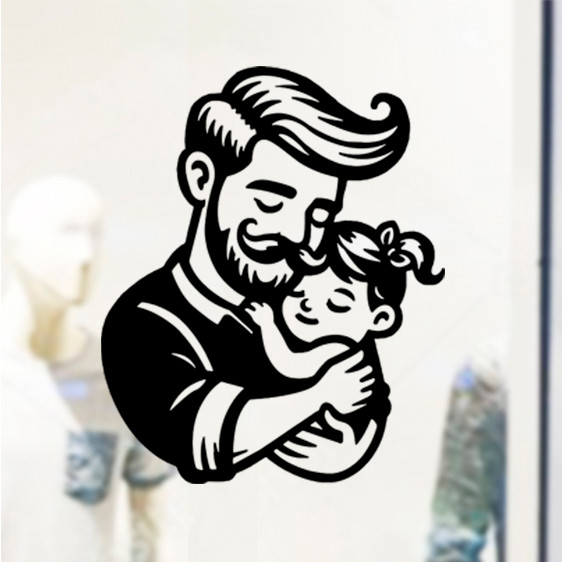 Adesivo Vitrine De Loja Dia Dos Pais Abraço de Pai e Filha