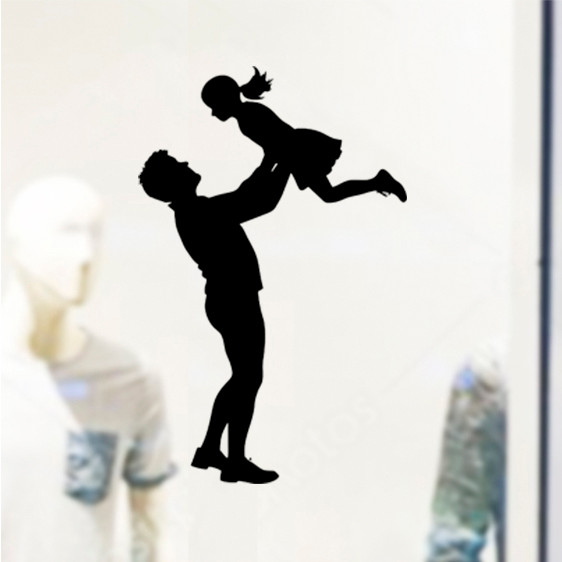 Adesivo Vitrine De Loja Dia Dos Pais Pai e Filha Brincando
