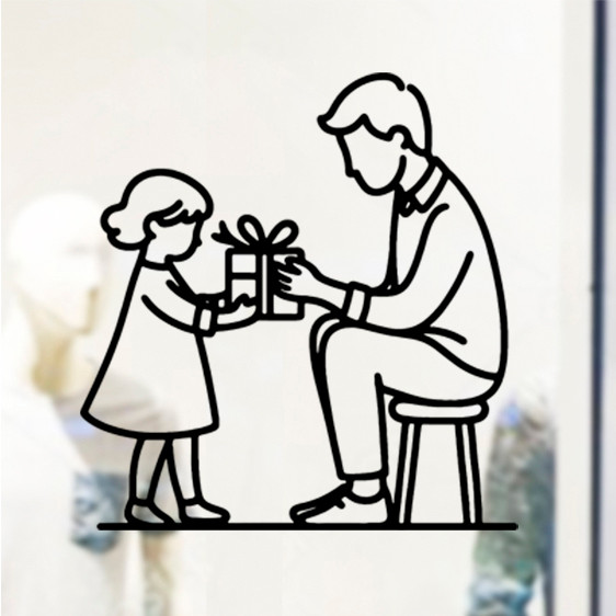 Adesivo Vitrine De Loja Dia Dos Pais Filha Presenteia o Pai