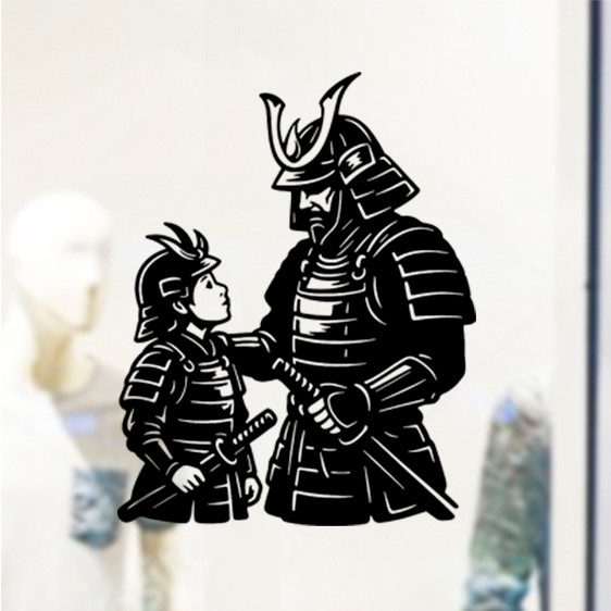 Adesivo Vitrine De Loja Dia Dos Pais Pai Samurai Ensinando